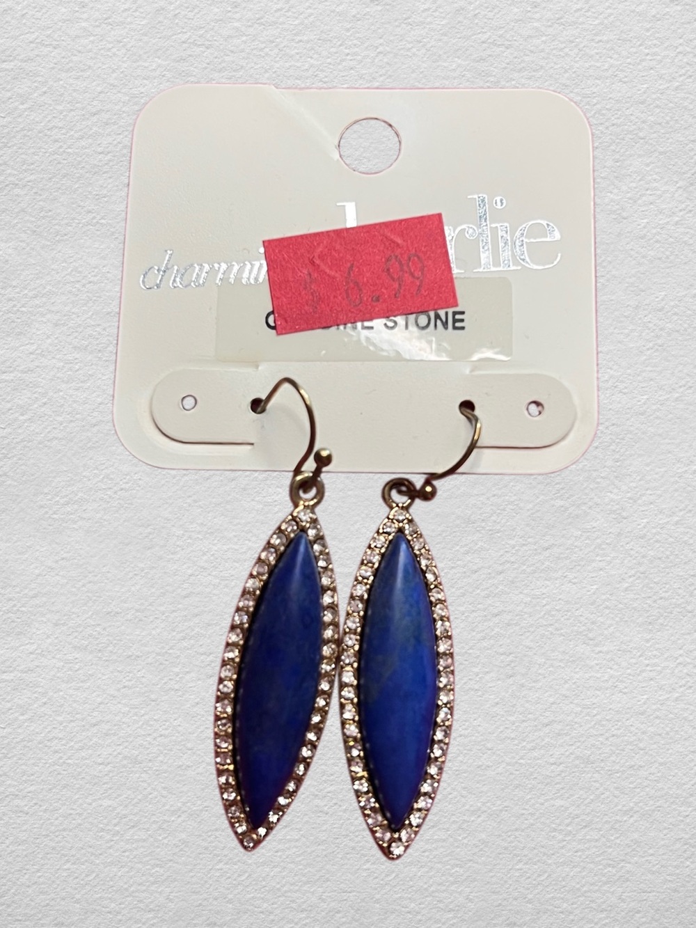 Blue Stone Marquise Drop Earrings Lapis
